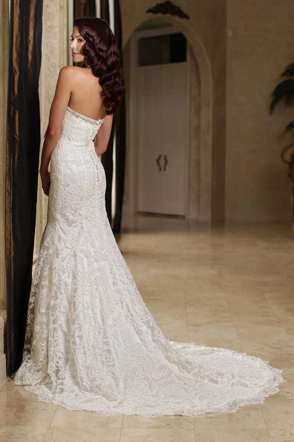DaVinci Bridal 50164 White Embroidered Lace Mermaid Dress