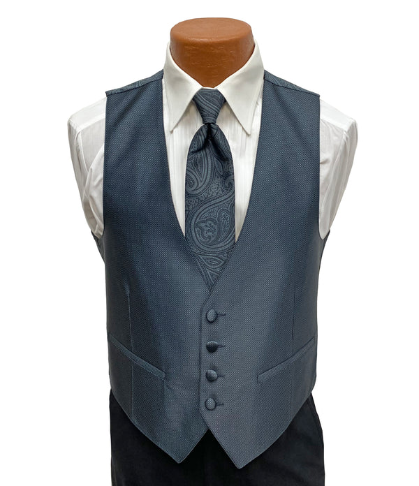 Flow 'Dynasty' Men's Fullback Vest and Tie Set - Charcoal Grey