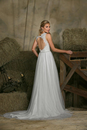 DaVinci Bridal 50322 White Lace & Tulle A-Line Dress