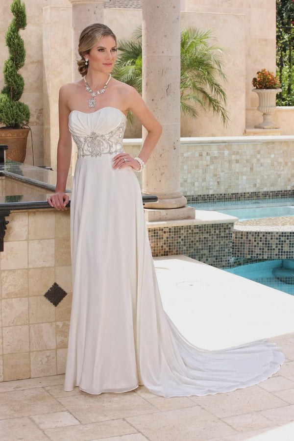 DaVinci Bridal 50365 White Sweetheart Chiffon Dress