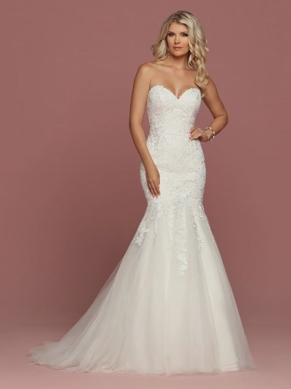 DaVinci Bridal 50502 White Lace & Tulle Fit-n-Flare Dress