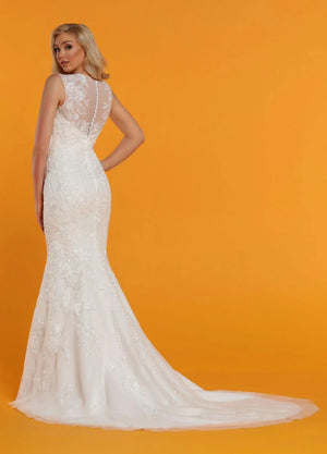 DaVinci Bridal 50523 White Lace Fit-n-Flare Dress