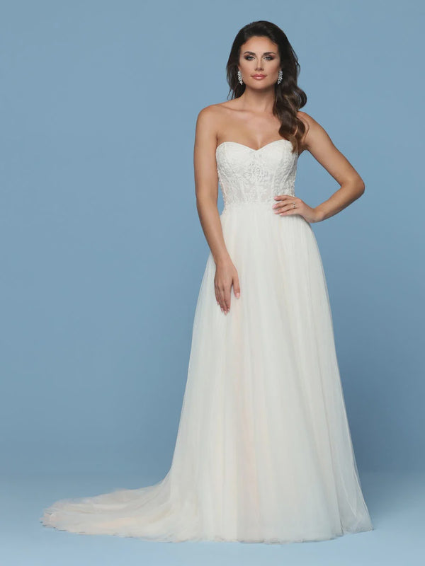 DaVinci Bridal 50541 Ivory Blush Beaded Sweetheart A-Line Dress