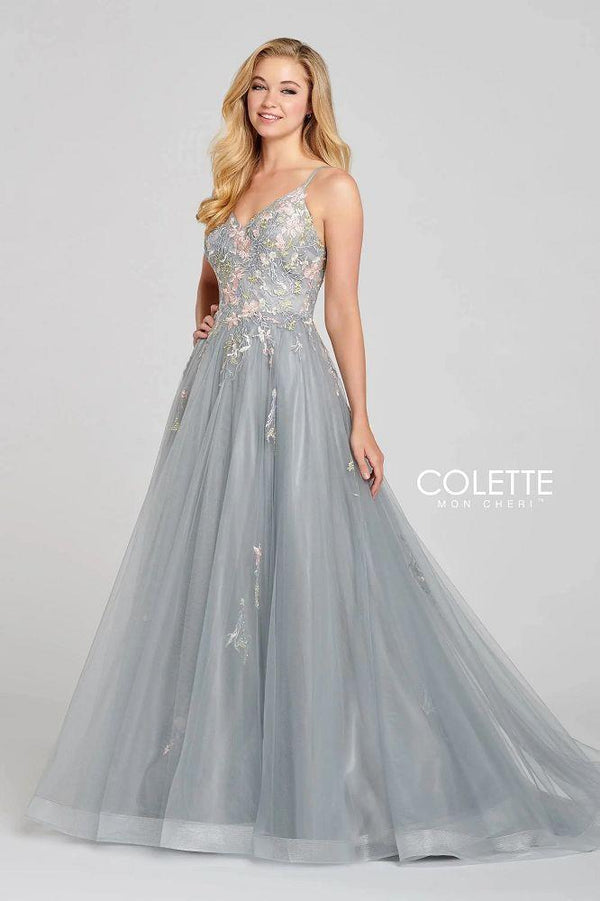 COLETTE 12038 Platinum Multi Tulle Ballgown