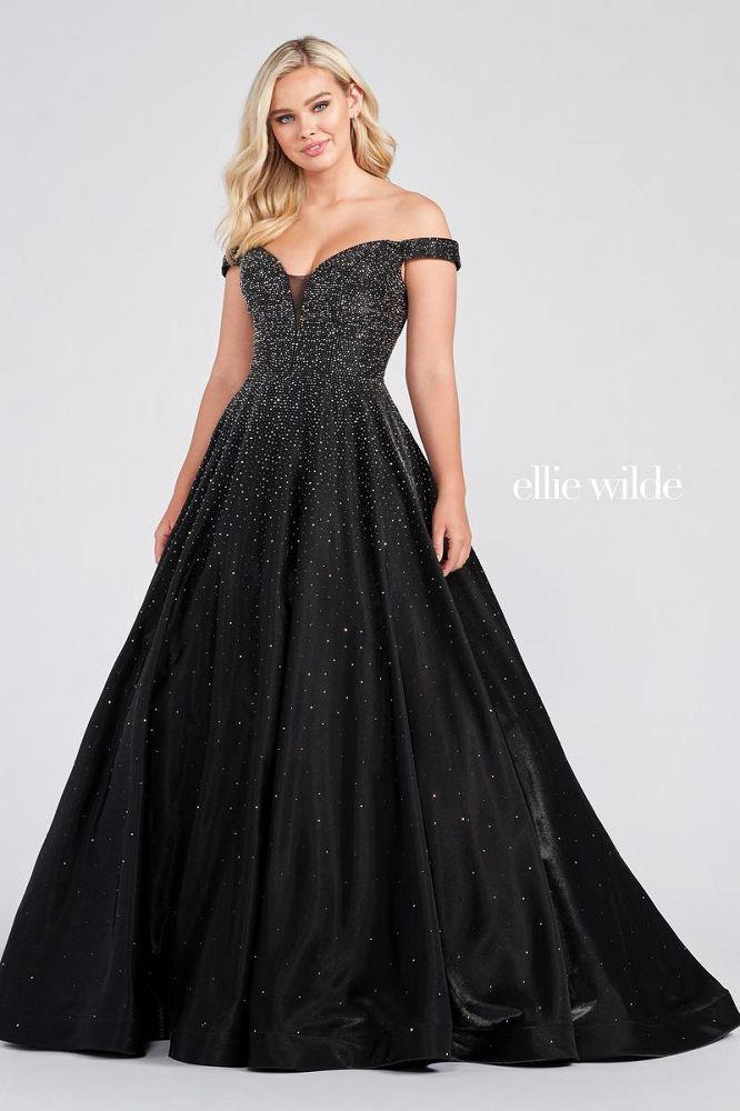 Ellie Wilde 122106 Black Off the Shoulder Ballgown - Size 20