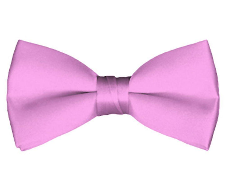 New Solid Satin Pretied Bow Ties - Pink