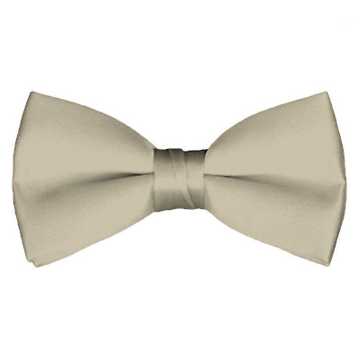 New Solid Satin Pretied Bow Ties - Beige