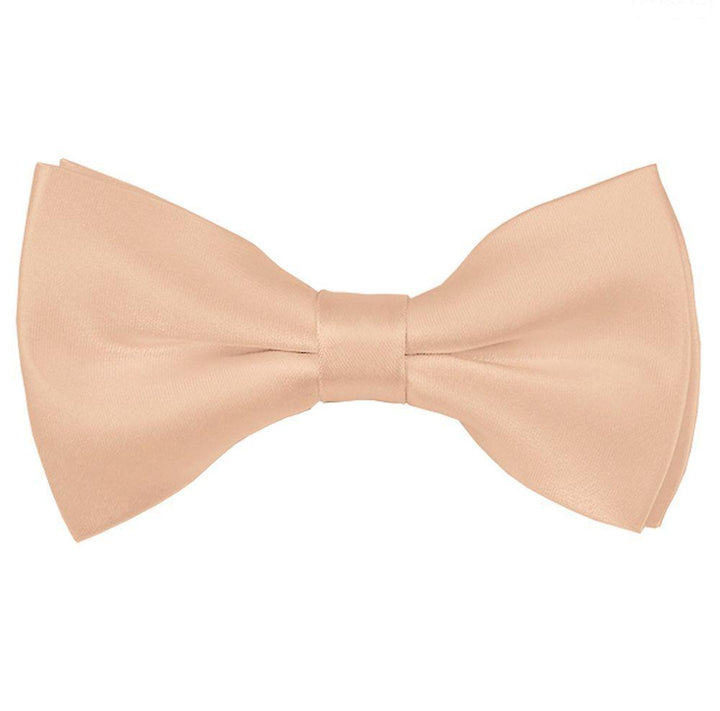 New Solid Satin Pretied Bow Ties - Peach