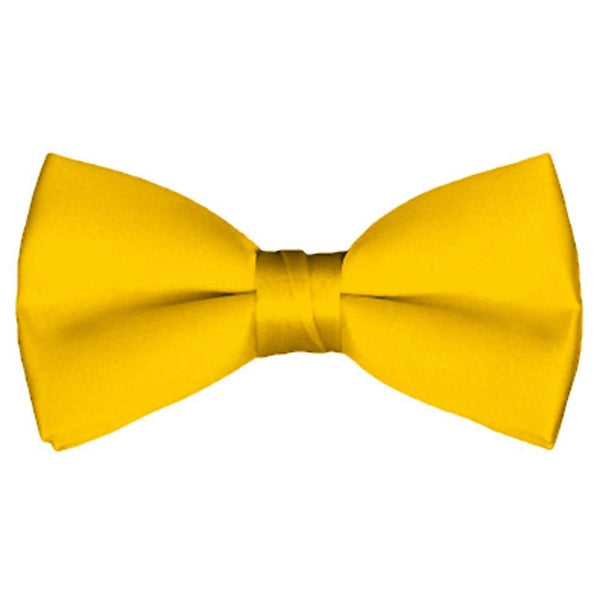 New Solid Satin Pretied Bow Ties - Golden Yellow