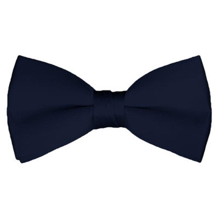 New Solid Satin Pretied Bow Ties - Navy