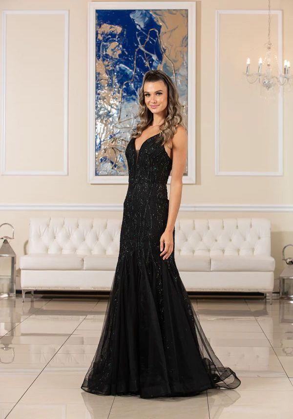 FLAIR Prom 23684 Black Fit-n-Flare Dress - Size 10