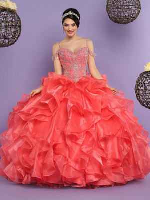 Da Vinci Quinceañera Dress 80377 Melon Da Vinci Quinceañera 