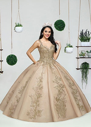 Da Vinci Quinceañera Dress 80492 Gold Da Vinci Quinceañera 