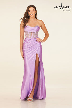 Lucci Lu 90311 Corset Illusion Bodice Fitted Dress Lucci Lu 