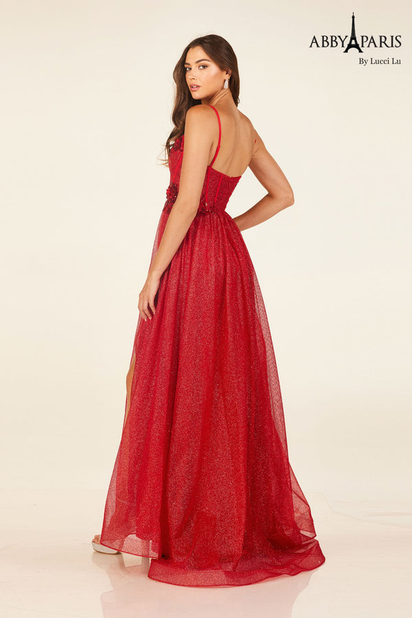 Lucci Lu 90344 Corset Bodice Glitter Tulle A-Line Dress Lucci Lu 