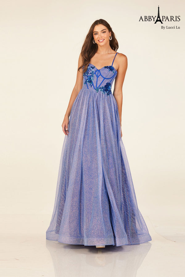 Lucci Lu 90345 Corset Style Glitter Tulle A-Line Dress Lucci Lu 