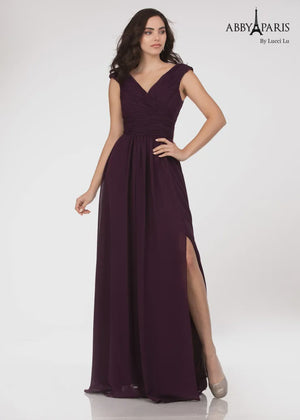 Lucci Lu 93060 Eggplant Chiffon Dress Lucci Lu 