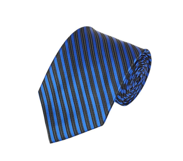 Royal Blue and Black Pinstripe Tie Romario Manzini 