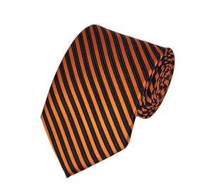 Black and Orange Pin Stripe Woven Necktie Romario Manzini 