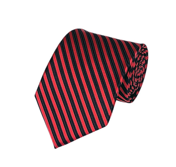 Black and Red Pin Stripe Woven Tie