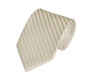 Ivory and White Pin Stripe Woven Necktie Romario Manzini 