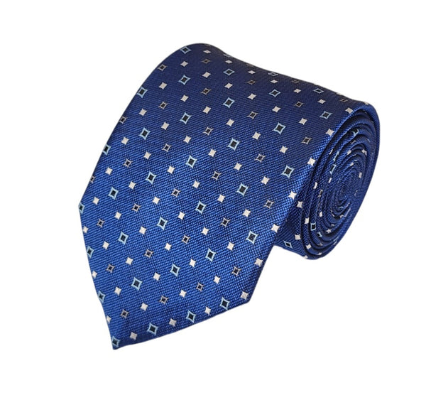Blue with Black and White Conservative Design Woven Tie