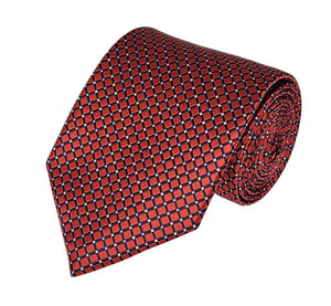 Red and Black Design Geometric Woven Necktie Romario Manzini 