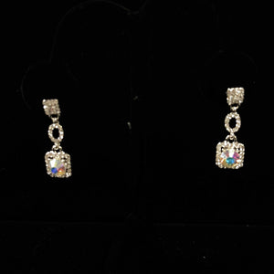 Rhinestone Dainty Square Drop Earrings Cristal D'Or 