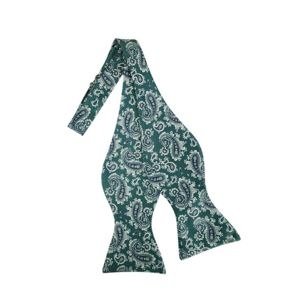 Forest Green Paisley Design Self Tie Bow Tie
