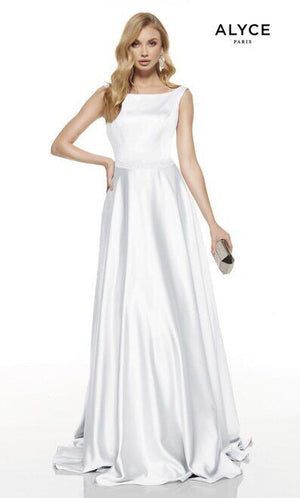 ALYCE Paris 1533 Diamond White Modest A-Line Dress Alyce Paris 
