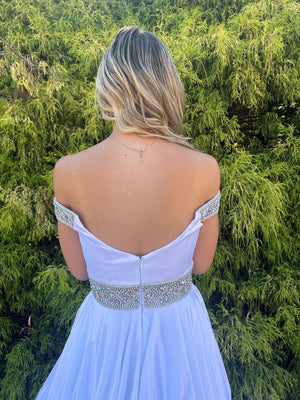 Ava Presley 27796 Crystal Embellished White Satin Ballgown Ava Presley 