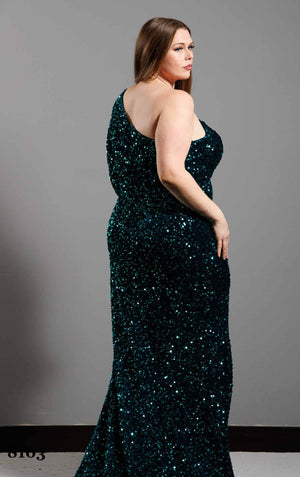 ATHENA PROM 8103 One Sleeve Sequin Fitted Dress