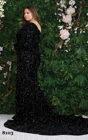 ATHENA PROM 8103 One Sleeve Sequin Fitted Dress