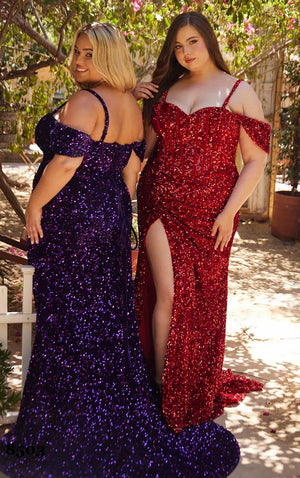 Abby Rose 8503 Purple Velvet Sequin Sheath Dress Abby Rose / Athena Prom 