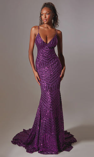 AERIE Couture 263 Royal Blue Sequin Mermaid Dress with Lace-Up Back Aerie Couture 