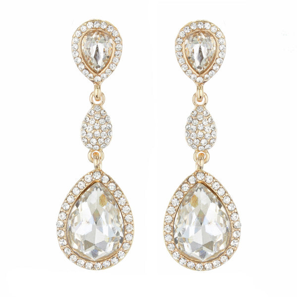 Allure Crystal Rhinestone Gold Earrings
