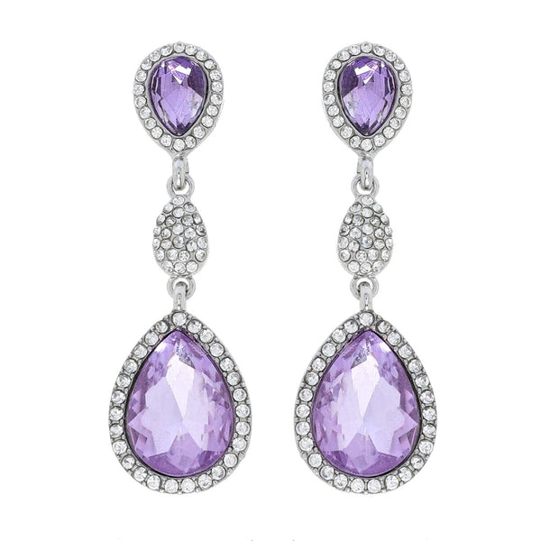 Allure Lavender Rhinestone Silver Earring