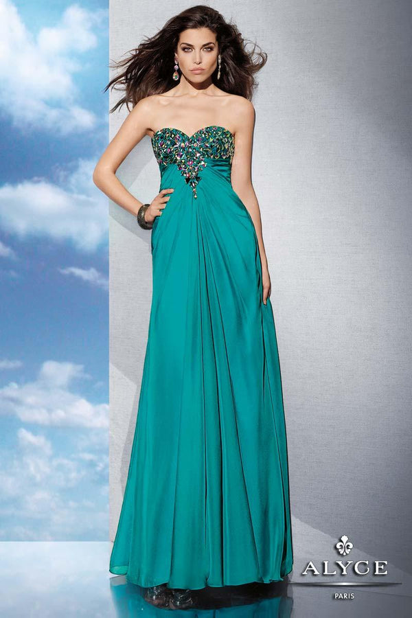 ALYCE Paris 35572 Lagoon Teal Chiffon Dress Alyce Paris 