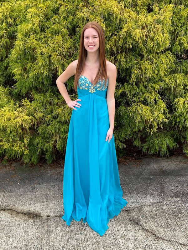 ALYCE Paris 35587 Dark Turquoise Jeweled Sweetheart Chiffon Dress Alyce Paris 