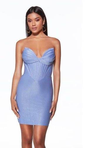 ALYCE Paris 40042 Emerald Shimmer Jersey Fitted Cocktail Dress Alyce Paris 