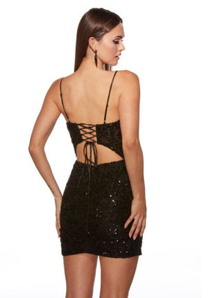 ALYCE Paris 40131 Black Beaded Mini Dress Alyce Paris 
