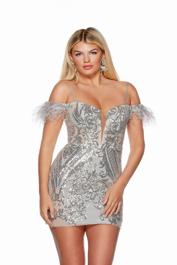 ALYCE Parise 4618 Grape Sequin Cocktail Dress