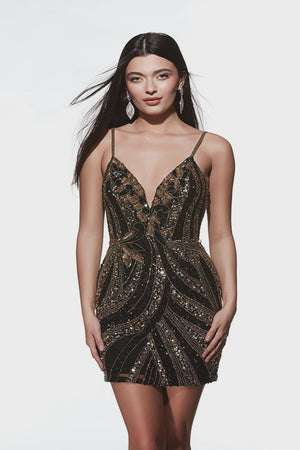 ALYCE Paris 4879 Sequin Embellished Design Cocktail Dress Alyce Paris 