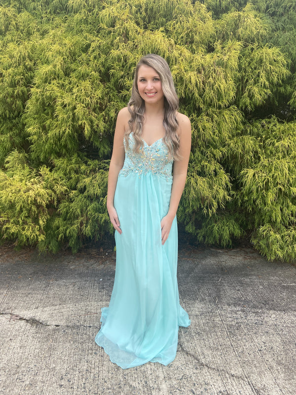 ALYCE Paris 6266 Aqua Sweetheart Chiffon Dress Alyce Paris 