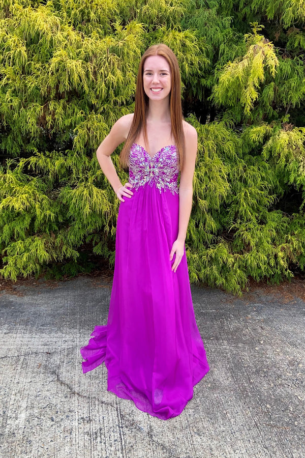 ALYCE Paris 6266 Bright Purple Sweetheart Chiffon Dress Alyce Paris 