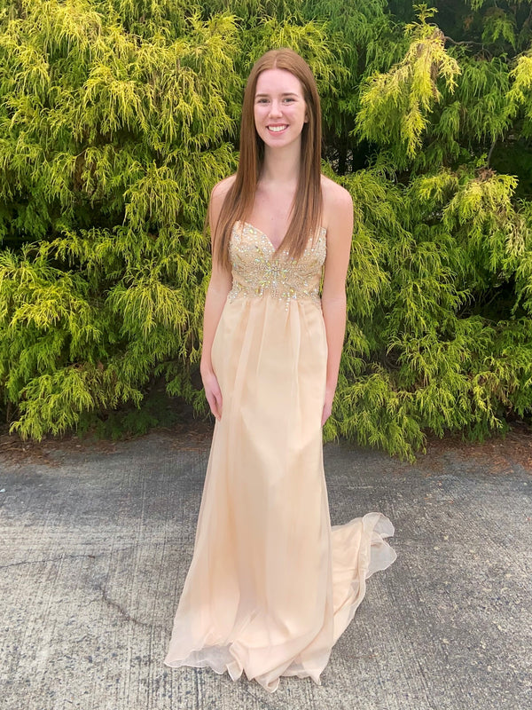 ALYCE Paris 6266 Champagne Sweetheart Chiffon Dress Alyce Paris 