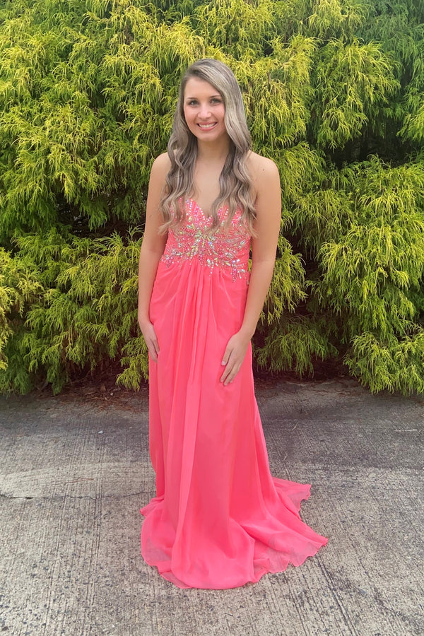 ALYCE Paris 6266 New Coral Sweetheart Chiffon Dress Alyce Paris 