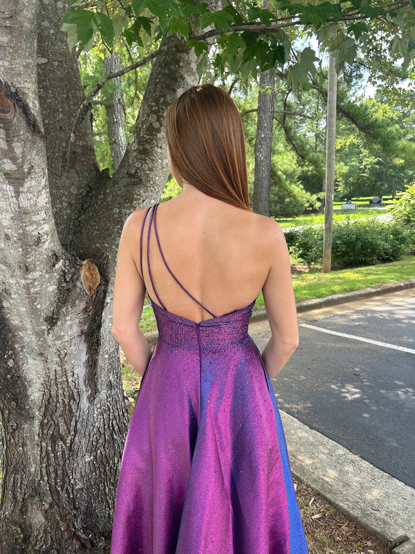 ALYCE Paris 1772 Blueberry One Shoulder Hi-Low Dress