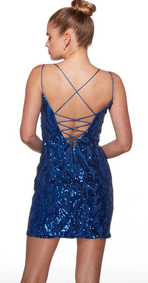 ALYCE Paris 40008 Barbie Opal Sequin Embroidered Bodycon Mini Dress Alyce Paris 