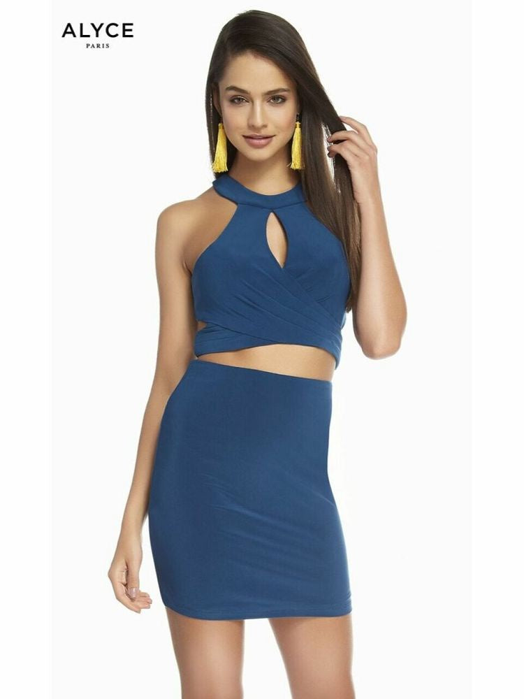 ALYCE Paris 4093 Deep Teal Fitted 2 Piece Short Dress *FINAL SALE* Formalwear Outlet ALYCE Paris 4093 Deep Teal Fitted 2 Piece Short Dress *FINAL SALE* Formalwear Outlet